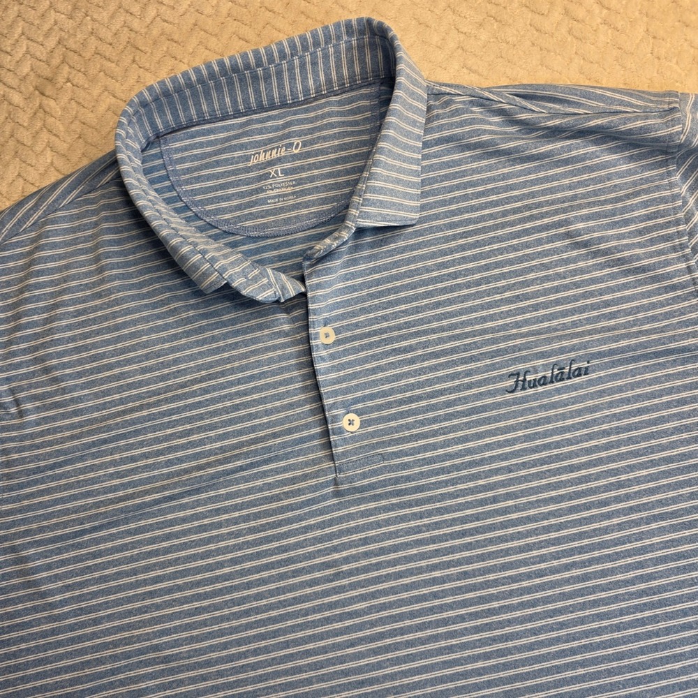 Johnnie-O Hualalai Resort Performance Golf Polo Shirt  XL Blue Striped Stretch